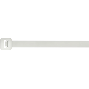 Unicrimp QT300S 300mm x 4.8mm Natural Nylon Cable Ties (Pack of 100), featuring UV resistance and a secure self-locking mechanism for effective cable management.