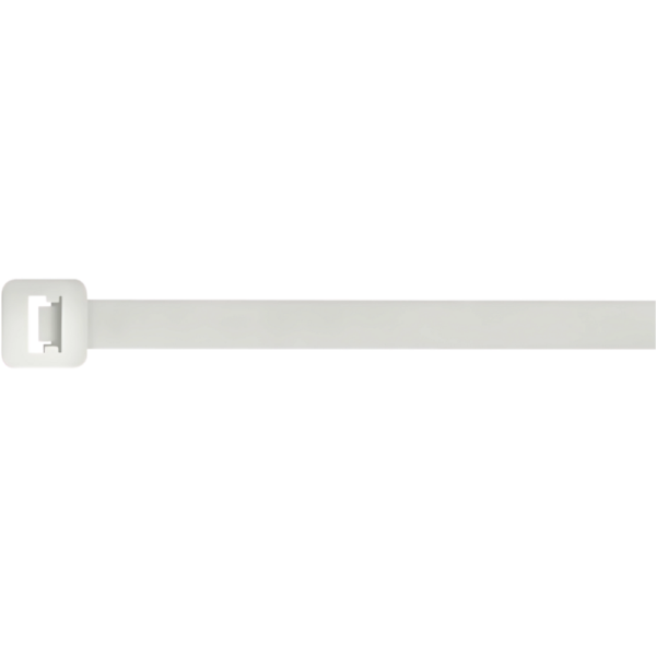 Unicrimp QT300S 300mm x 4.8mm Natural Nylon Cable Ties (Pack of 100), featuring UV resistance and a secure self-locking mechanism for effective cable management.