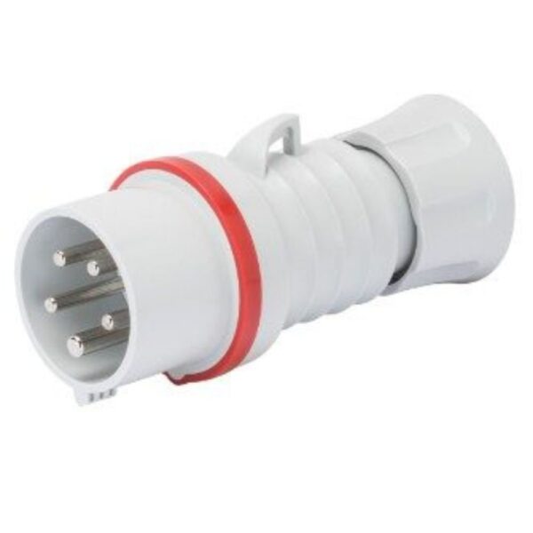 🔴 Gewiss GW60009H – 16A 3P+N+E 5 Pin Plug – 380–415V – Straight Industrial Plug – IP44/IP54 – Screw Wiring – Red – IEC 309 HP Range