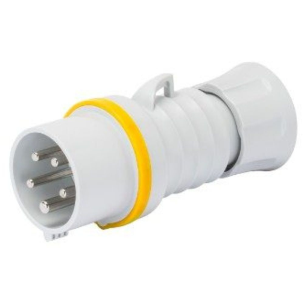 🟡 Gewiss GW60012H – 32A 2P+E 3 Pin Plug – 100–130V (110V Class) – Straight Industrial Plug – IP44/IP54 – Screw Wiring – Yellow – IEC 309 HP Range