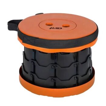 Avit AV00010 Collapsible Stool with adjustable height (6–46cm), foldable fish scale structure, and shoulder/hand straps, supporting up to 200kg.