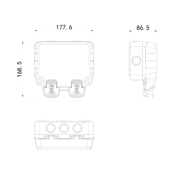 BG WP22 - Outdoor Socket Dimensions