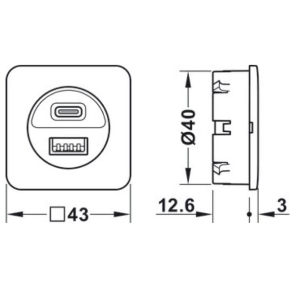 Häfele 833.73.828 Loox5 12V USB Charging Station – White