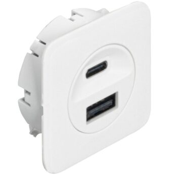 Close-up of USB-A and USB-C ports on Loox5 12V charger