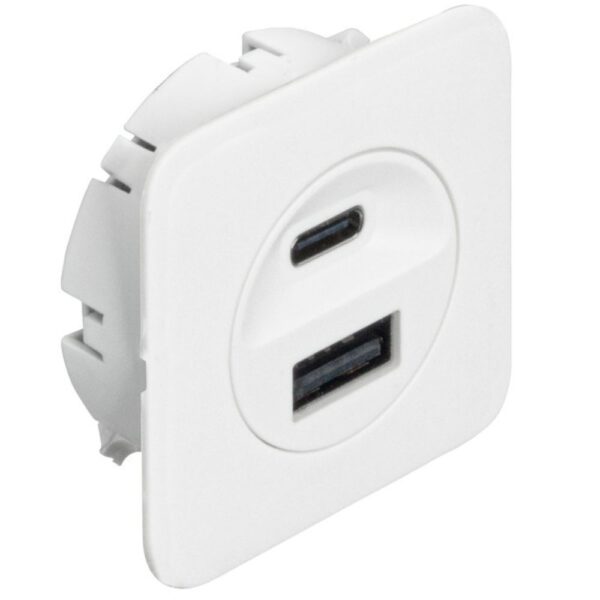 Close-up of USB-A and USB-C ports on Loox5 12V charger