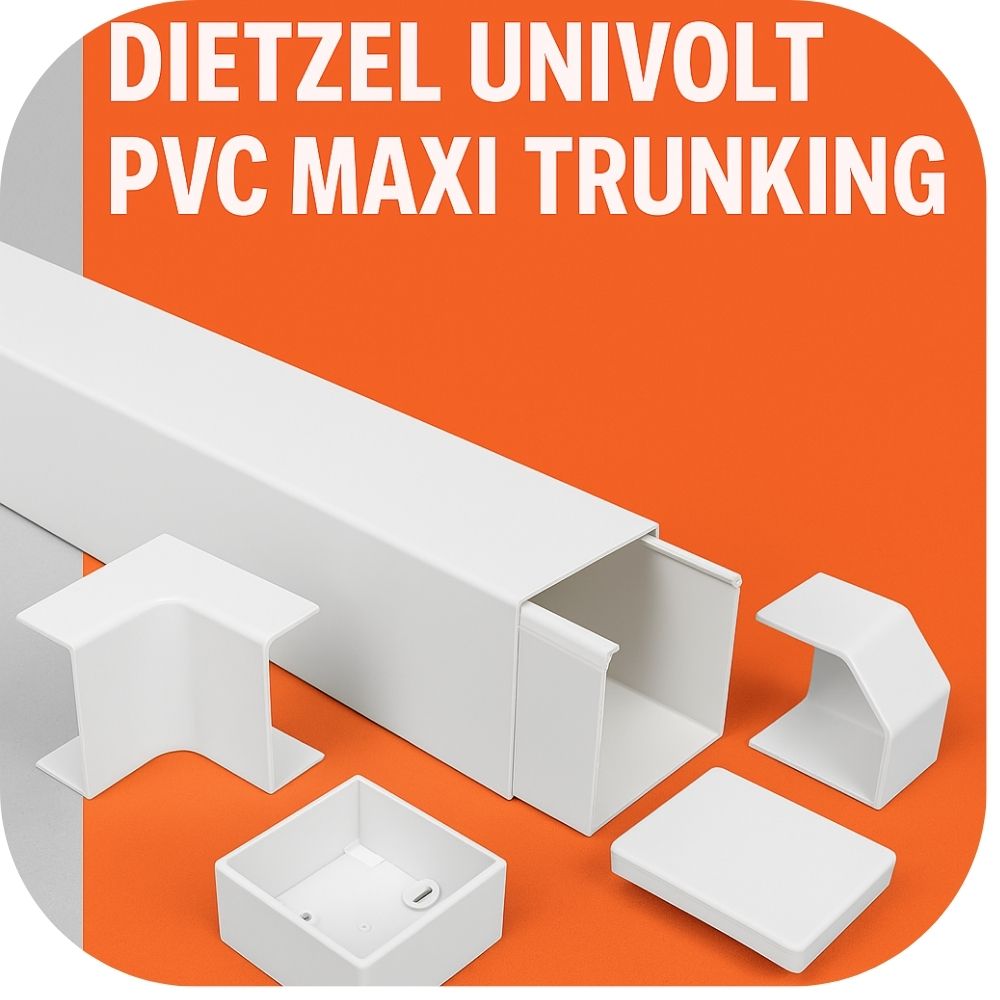 Dietzel Univolt large PVC cable trunking with accessories for commercial electrical installations