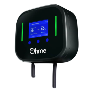 Ohme Home Pro 7.4kW EV charger mounted on an exterior wall with 5m cable