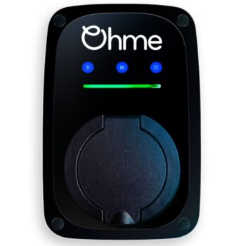 Ohme ePod 7.4kW socketed EV charger mounted on exterior wall