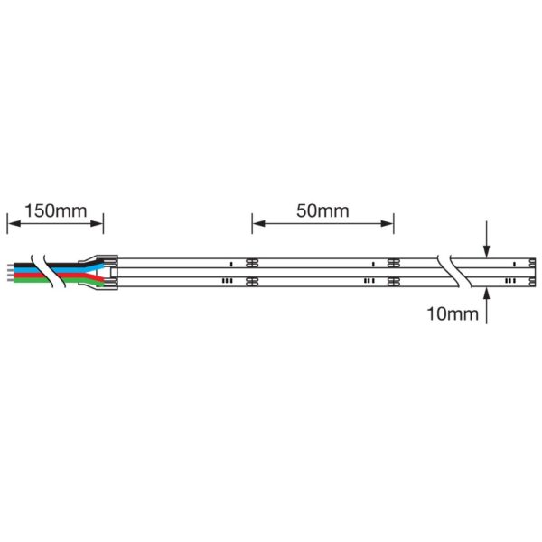 RGB COB LED strip reel, 40 metres, showing high-density chip layout with smooth colour output for indoor mood and feature lighting.