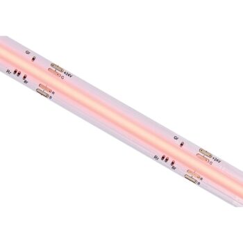 RGB COB LED strip reel, 40 metres, showing high-density chip layout with smooth colour output for indoor mood and feature lighting.