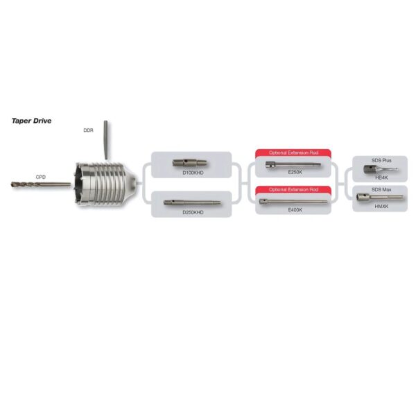 Armeg 11.0mm x 130mm A-Taper pilot drill bit for masonry and concrete, compatible with taper adaptors for secure, professional drilling.