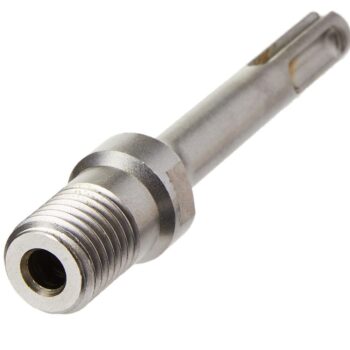 Armeg DL100B4S 100mm SDS Plus core drill arbor featuring ball-locking pilot system and precision-machined flats.