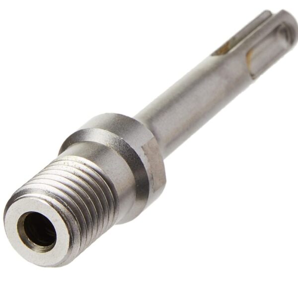 Armeg DL100B4S 100mm SDS Plus core drill arbor featuring ball-locking pilot system and precision-machined flats.