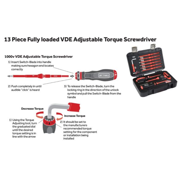 Armeg SDSBSET001FL 13 Piece VDE Adjustable Torque Screwdriver