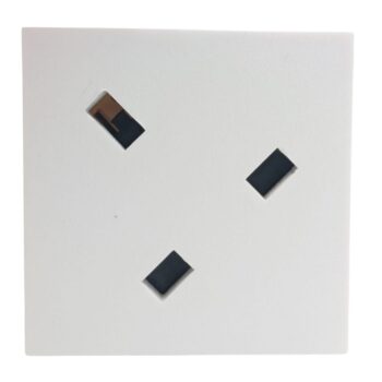 CW602 13A angled white socket for Syncbox – space-saving wall socket for recessed AV power setups.