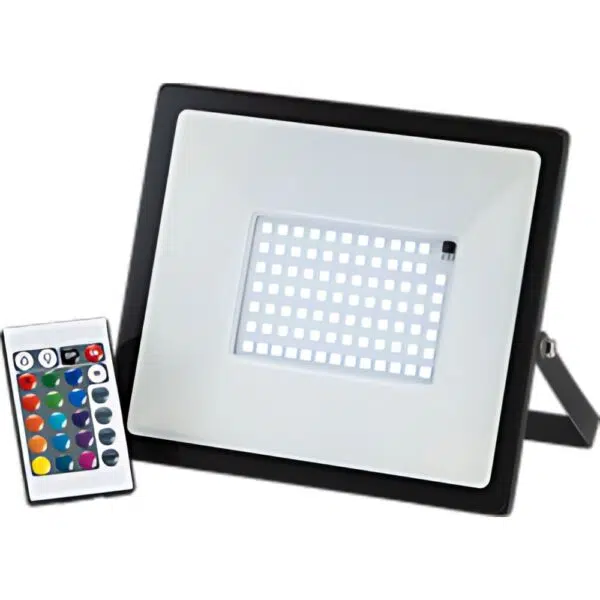 Knightsbridge FLG20RGB Black 20W IP65 RGB LED Floodlight – compact outdoor light with vibrant RGB beam and durable construction.