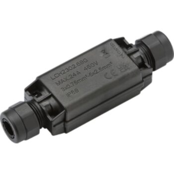 Knightsbridge JB0016 IP68 24A gel-filled connector – inline weatherproof box with lever terminal block for outdoor and garden electrical joints.