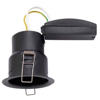 ShieldONE 65 GU10 downlight by Saxby – fire-rated recessed ceiling light with dimming support, IP65 rating, and interchangeable bezels.