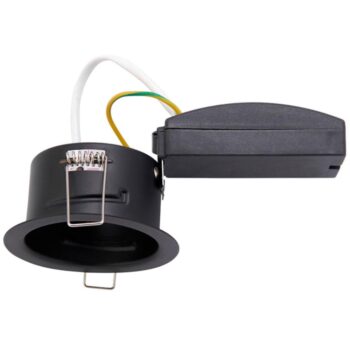 Saxby ShieldONE 65 fire-rated open GU10 downlight in white steel – open-can design with 30, 60, 90-minute ceiling fire protection