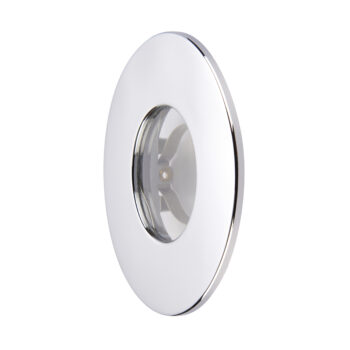 Saxby ShieldONE 75 IP65 Fixed Chrome Bezel for GU10 downlights – bathroom-rated with modern finish.