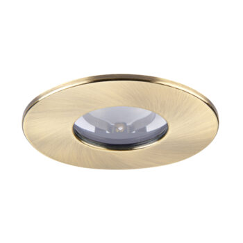 Antique brass bezel for Saxby ShieldONE 75 downlights – IP65-rated finish for bathroom and wet room installations.