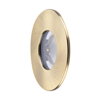 Antique brass bezel for Saxby ShieldONE 75 downlights – IP65-rated finish for bathroom and wet room installations.