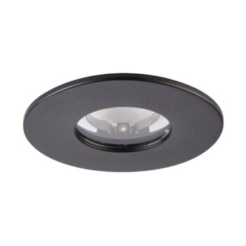 Black IP65 bezel for Saxby ShieldONE 75 fixed downlight – 92mm diameter, 3mm projection, ideal for bathrooms and wet areas.