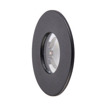 Black IP65 bezel for Saxby ShieldONE 75 fixed downlight – 92mm diameter, 3mm projection, ideal for bathrooms and wet areas.