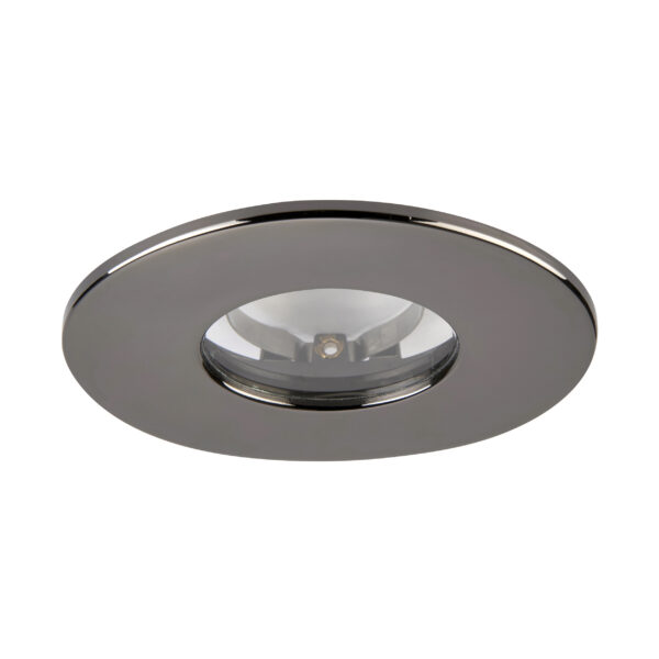 ShieldONE 75 fixed black nickel bezel – IP65-rated trim for downlights in wet rooms or bathrooms.