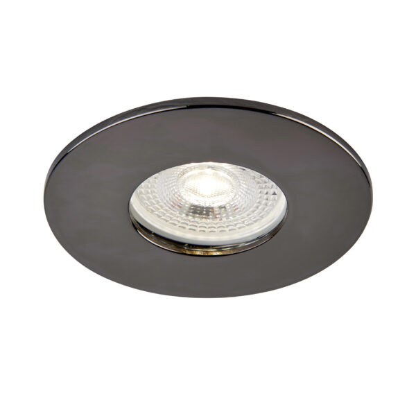 ShieldONE 75 fixed black nickel bezel – IP65-rated trim for downlights in wet rooms or bathrooms.