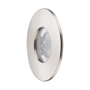 Saxby ShieldONE 75 Satin Nickel Bezel – IP65 downlight trim for wet rooms and bathrooms.