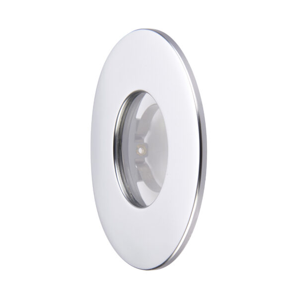 Saxby ShieldONE 75 silver IP65 bezel – fixed downlight trim for bathrooms and wet zones.
