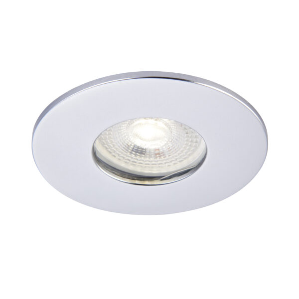 Saxby ShieldONE 75 silver IP65 bezel – fixed downlight trim for bathrooms and wet zones.