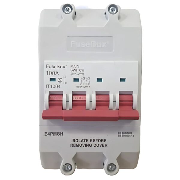 Fusebox E4PMSH 100A Three Phase 4 Pole Main Switch Electric Meter Isolator