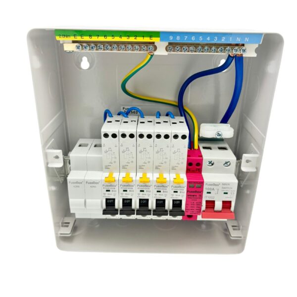 Populated FuseBox 7 Way Consumer Unit with RCBO Kit