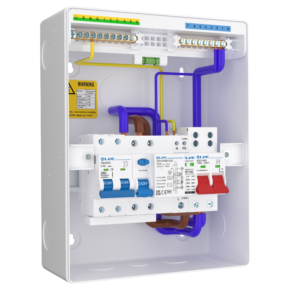 Live Electrical | LHP840MSB | Heat Pump SPD Consumer Unit | Type B RCD | C40 DP MCB 2 Live Electrical | LHP840MSB | Heat Pump SPD Consumer Unit | Type B RCD | C40 DP MCB