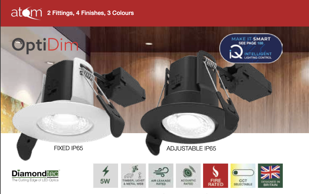 ALL LED Integrated LED Atom Downlights 2 Available in both fixed and adjustable options, the Atom range features CCT Selectable technology, allowing users to choose between 3000K, 4000K, and 6000K color temperatures. Whether you’re looking for accent lighting, general room illumination, or task-specific lighting, Atom downlights deliver exceptional results.