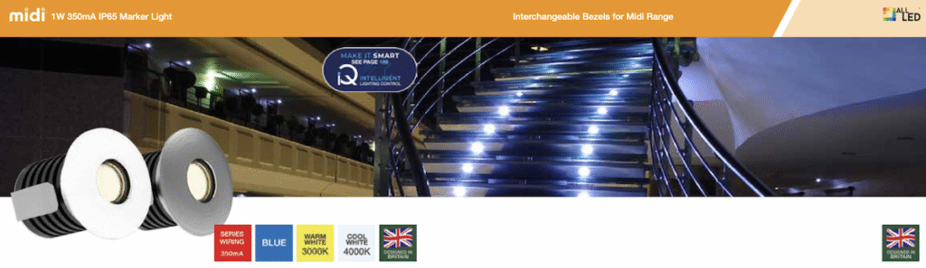 The ALL LED Midi 1W Marker Lights are a versatile and durable solution for ground-level, wall, and pathway lighting. With an IP65 rating, these lights are highly resistant to dust and water, making them perfect for both indoor and outdoor environments. Their diamond-cut lens provides precise light distribution, adding both function and style to any space.