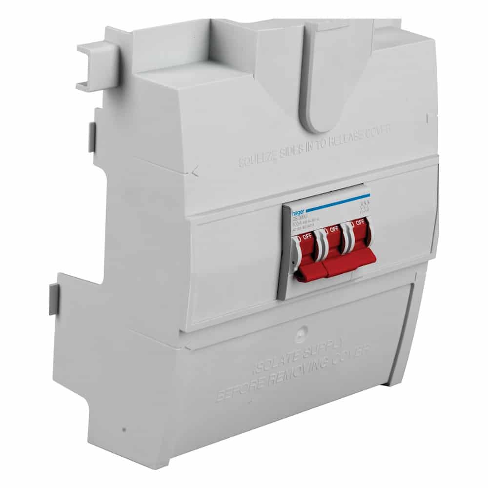 Hager Three Phase Boards - Complete Guide 3 Hager JK11003S 100A 3 Pole Mains Switch Incomer Kit 3