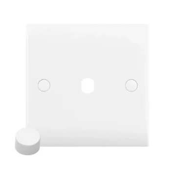 Saxby CE81DIM curved edge 1G dimmer plate, white antimicrobial finish, slim 6.5mm design, includes matching dimmer cap.