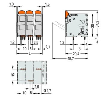 WAGO PCB 2616-3103:020-000 Terminal Block - Lever - 16mm²