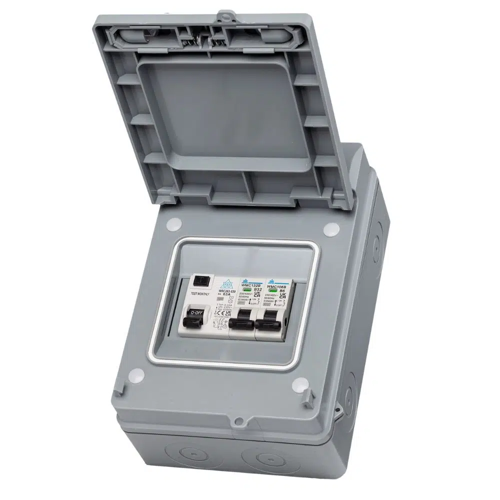 Types of Consumer Units Shop with Electrical4Less 6 WCED WPGU04/620 Plastic IP65 Garage Consumer Unit - 63A Type A RCD 6A/20A B MCBs