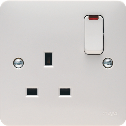 Upgrade Your Home with Hager Sollysta White Moulded Sockets & Switches at Electrical4Less! 3 Hager Sollysta 1 Gang Double Pole Switched Socket with LED Indicator