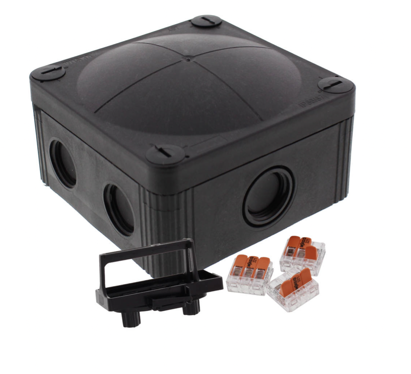 Wiska COMBI Junction Boxes 4 Wiska 10109673 Wiska Box COMBI 407/3 BK (Black) with 3 x WAGO 221-413 Connectors 1