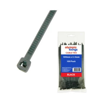 Olympic Fixings 080-170-015 Olympic Fixings 140x3.6mm Black Cable Ties - Pack of 100