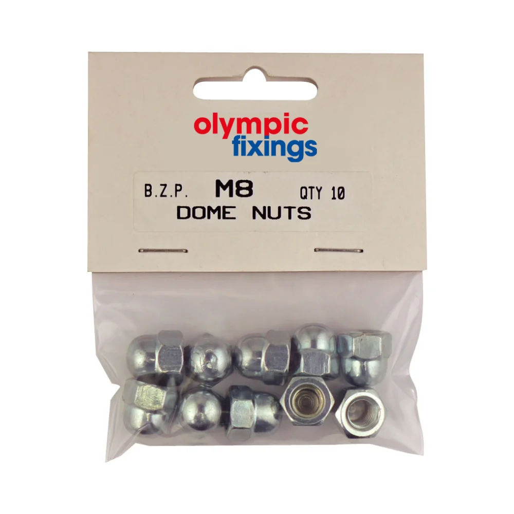 Olympic Fixings Steel Dome Nuts Hanging Pack - M6 x 10 mm - 10 Pcs 1 Olympic Fixings 085-196-315 Olympic Fixings Steel Dome Nuts Hanging Pack - M6 x 10 mm - 10 Pcs