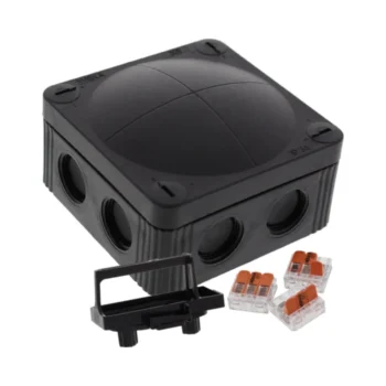 Wiska Box COMBI 308/3 BK (Black) with 3 x WAGO 221-413 Connectors