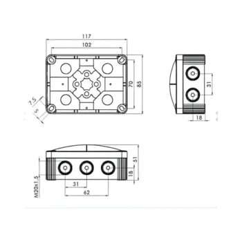 Wiska COMBI 310 Black Junction Box