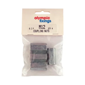 Olympic Fixings 129-400-205 Olympic Fixings Steel Coupling Nuts Hanging Pack - M6 x 20 mm - 6 Pcs