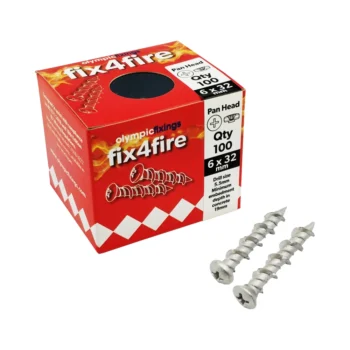 Olympic Fixings 211-100-010 Olympic Fixings Fix4Fire Multi-Purpose Fire Resistant Screws 6x32 mm Pan Head - 100 Pieces